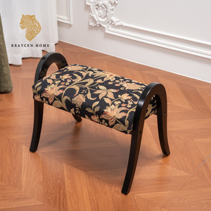 <span class=keywords><strong>Banc</strong></span> de change de <span class=keywords><strong>chaussures</strong></span> vintage à motif floral, structure en bois de frêne massif, tissu respirant en lin-coton, <span class=keywords><strong>banc</strong></span> d'entrée, repose-pieds - Product Image 1