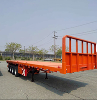 Semirremolque de Plataforma Plana de Acero de Alta Resistencia de 4 Ejes y 40 Pies para Transporte de Contenedores con Deflector Frontal