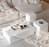 Table basse design de luxe avec base dorée Table supérieure en pierre frittée Table à thé avec cadre en acier inoxydable