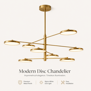 Modern <b>LED</b> Disc Chandelier Brushed Metal Multi Arm Pendant <b>Light</b> Acrylic <b>Diffuser</b> Dining Room Ceiling Lamp OEM ODM - Product Image 2