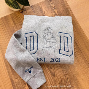 เสื้อสเวตเชิ้ตปักลายตามสั่งสำหรับของขวัญวันพ่อพร้อมลายเส้นและชื่อแบบปรับแต่งได้ Xs Xxl สไตล์สตรีทแฟชั่น - Product Image 1