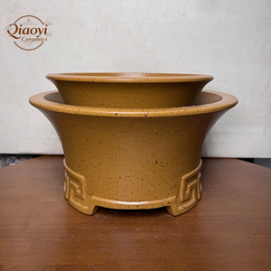 Vaso per Bonsai Classico in Argilla Viola di Yixing, Smaltato, Ecologico, Intagliato a Mano, Ovale, Vintage, 11L, con Foro di Drenaggio, per Uso da Pavimento e Scrivania, per Giardinaggio - Product Image 1