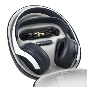 Amanzon hot sale for sony ps5 pulse 3d headphone storage gray pu leather and hard eva case