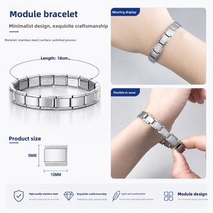 สร้อยข้อมือสแตนเลสสตีลชุบเคลือบแบบโมดูลาร์สไตล์อิตาลีประดับด้วยพลอยประจำเดือนเกิด 12 ราศี ดีไซน์ทันสมัย ประดับด้วยเพทายหลากสีสัน สามารถปรับขนาดได้ - Product Image 5