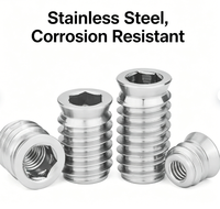 Premium Zinc Alloy & Stainless Steel Hex Socket Threaded Furniture Insert Nut for Wood 1/4-20 M6 Zinc Plated Screw-in Nut