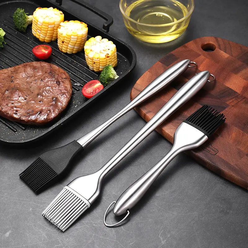 스테인리스 손잡이 방열 부엌 취사도구 Bakeware 굽기 요리 가봉 BBQ 바베큐 실리콘 생과자 기름 솔