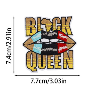 Thấp moq thời trang màu Đen cô gái ma thuật sequin các bản vá lỗi thêu kẹo cao su thiết kế màu đen Cô Gái quyền lực đính cho quần áo cao thêu - Product Image 2