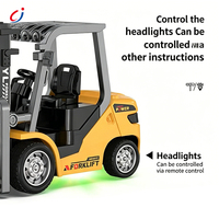 Chengji Alloy Véhicules de construction télécommandés, Camion de chantier jaune simulé sur le thème de l'ingénierie, Mini chariot élévateur télécommandé