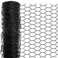 Rollo de Malla para Aves de Corral de 72 pulgadas x 25 pies, Malla Hexagonal de Alambre Recubierta de PVC Negro de 1 Pulgada para Jardín y Gallinero