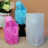 Moule à bougie Vierge Marie en silicone pour fabrication artisanale de savon Moule à bougie Vierge Marie et Fils Moules à logo personnalisé 3D Outils à gâteaux flexibles