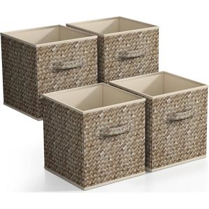 Sorbus 11 pollici contenitori di stoccaggio pieghevoli robusto pieghevole in tessuto a cubetti manici 4 Organizer cesti per la conservazione dell'armadio dei vestiti