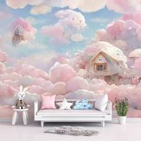 Papier peint mural 3D personnalisé sans couture, effet nuage crémeux multicouche, adapté à toutes les décorations murales