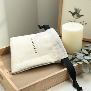 100% Recycled Custom Logo Printed Small Cotton Linen <strong>Drawstring</strong> Jewelry Gift Pouch - Product Image 4