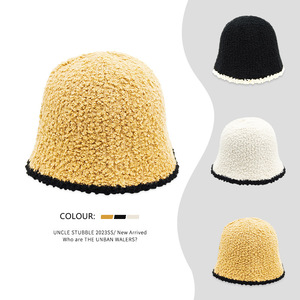 Uncle Stubble Bucket Hat Fleece Warm Winter Women's Fisherman Hat Camel Black Off White - Product Image 1