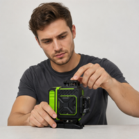 Niveau laser auto-nivelant vert 360° à 16 lignes avec télécommande et support mural, idéal pour les travaux de carrelage et de plafond