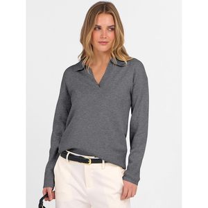 Pull en maille léger à col en V et manches longues pour femme – Tenue basique décontractée d'automne - Product Image 4