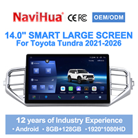 Radio Estéreo para Auto Navihua con Reproductor de DVD, Pantalla de 14 Pulgadas, Carplay, Android Auto, Unidad Principal de Audio, GPS, para Toyota Tundra Sequoia 2021-2026