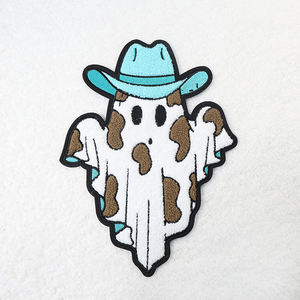 Parches personalizados de color rosa para Halloween, chenilla bordada, Parche de calabaza para planchar, tela de sarga, decoraciones navideñas - Product Image 5