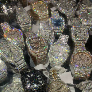 럭셔리 ETA 스퀘어 스포츠 비즈니스 힙합 스테인리스 스틸 기계식 시계 방수 남성용 다이아몬드 아이스드 아웃 - Product Image 2