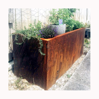 Pot Bunga Penanam Besar Baja Corten, Pot Bunga Persegi Panjang Logam Kustom Kualitas Tinggi Luar Ruangan Digunakan dengan Bunga/Tanaman Hijau Modern