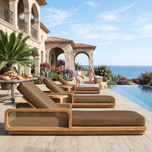Chaise longue d'extérieur moderne pour villa, chaise longue confortable en teck pour hôtel, chaise longue de piscine pour complexe hôtelier, mobilier de plage - Product Image 5