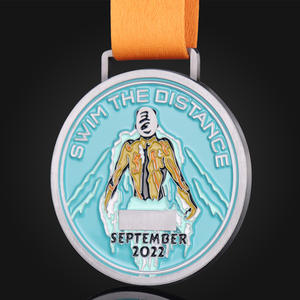 Medaglia Personalizzata con Nastro per Maratona, Gara Sportiva, Competizione, Souvenir, Nuoto, Premio con Tecnologia di Incisione Laser Dorata - Product Image 1