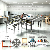 Scie à table coulissante multifonctionnelle WJ480 homologuée CE, établi pliable avec espace réservé pour la découpe et le chantournage en atelier