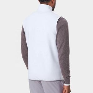 <b>Men's</b> <b>White</b> Sleeveless Stand Collar <b>Vest</b> With Zipper Front Logo Casual Outer Wear Spring Breathable Polyester - Product Image 2