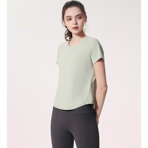 Wholesale Women's Mesh <b>Back</b> Breathable Yoga T-shirt Short Sleeve Quick Dry Workout <b>Top</b> Breathable Loose Fit Gym Pilates Shirt - Product Image 3