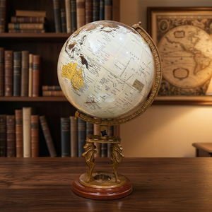 Globe terrestre classique en laiton avec base à boussole, globe décoratif nautique vintage pour la maison, la bibliothèque, le bureau - Product Image 2