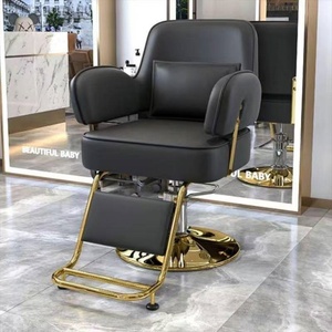 Chaises de salon de coiffure modernes en acier inoxydable, chaises de beauté, chaises de coiffure en cuir, vente de mobilier de salon de coiffure - Product Image 1