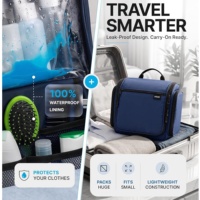 YOUK Trousse de Toilette Pliable en Polyester Durable avec Fermeture Éclair et Grandes Poches pour Voyage, Hôtel, Douche et Activités Extérieures