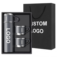 Ensemble cadeau de gourde personnalisée 500 ml en acier inoxydable à double paroi, thermos de luxe, ensemble de bouteilles d'eau isolées, gourde isotherme avec 3 couvercles