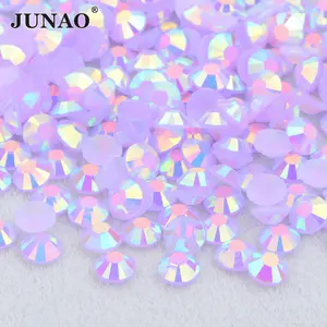 JUNAO-paquete a granel de piedras de cristal planas, 2mm, 3mm, 4mm, 5mm y 6mm, Strass sin fijación en caliente, gelatina rosa, diamantes de imitación de resina AB