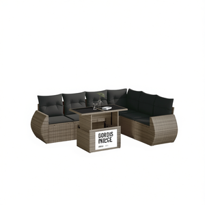 Conjunto de Sofás de Jardín Gordis Niece para 6 Personas, Muebles de Ratán para Exteriores, Resistentes a la Intemperie, Diseño Contemporáneo - Product Image 1