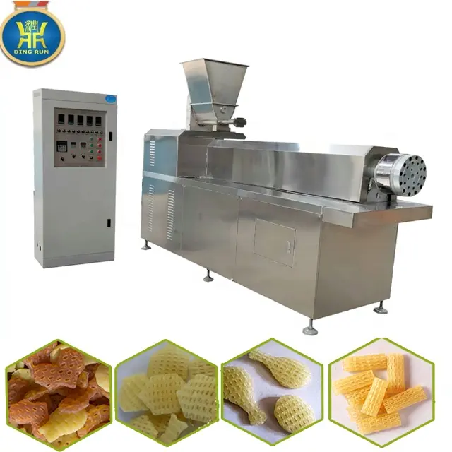 suppliers automatic 3d shaped pani puri making frying line fryums papad food extruding machinery 2d 3d pellet snack machine