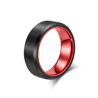 ShuoyeW 8mm bague en acier inoxydable noir rouge vert deux couleurs biseau brossé logo laser de base bague en acier inoxydable bague 944