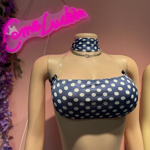 Comeluckin Set Due Pezzi da <span class=keywords><strong>Donna</strong></span> con Stampa a Pois Stile Y2k, Top Corto Senza Spalline e <span class=keywords><strong>Pantaloni</strong></span> Aderenti, Tendenza Sexy alla Moda - Product Image 4