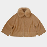 Mode Lâche Amovible Col Fourrure Cape Tricoté Poncho Top Chandails pour Femmes Dames