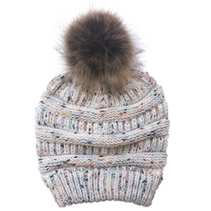 <span class=keywords><strong>Bonnet</strong></span> en tricot pour femmes, queue de cheval Slouchy, Baggy épais avec Faux <span class=keywords><strong>pompon</strong></span> en <span class=keywords><strong>fausse</strong></span> <span class=keywords><strong>fourrure</strong></span>, chapeau d'hiver - Product Image 4
