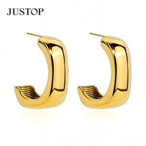 Trending hoop OEM/OEM Waterproof Stainless Steel Gold Plating hypoallergenic Fashion Jewelry supplier 14k 18k gold <b>earrings</b> - Product Image 2