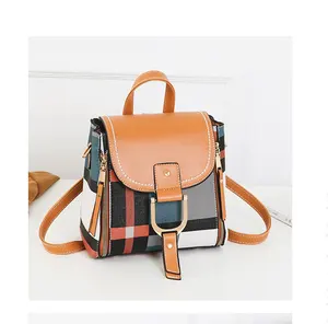 2020 New plaid backpack fashion printing multi-function mini backpack shoulder slung mobile handbag