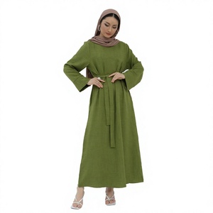 Loriya Breathable Wrinkle Polyester Simple Style Modest Abaya Daily Wear New <b>Islamic</b> <b>Clothing</b> Muslim Dress Women - Product Image 4