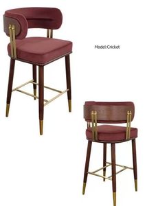Taburete de Bar de Terciopelo de Lujo con Reposapiés Dorado, Silla Moderna Tapizada a la Altura del Mostrador para Restaurante y Hotel - Product Image 2