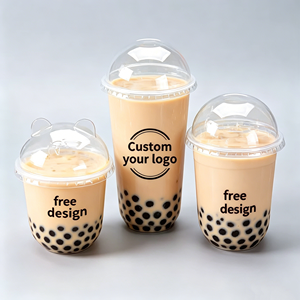 Gobelets en plastique transparents jetables personnalisés de grande taille (700 ml, 1000 ml) et petits (90 ml) avec couvercle, pour desserts et crèmes glacées (14 oz), avec motif de mariage - Product Image 1
