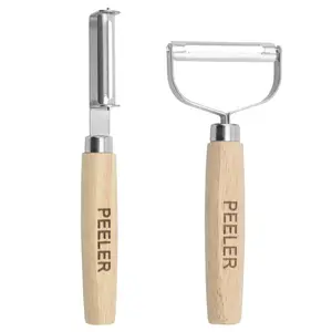 Nuevas llegadas accesorios de cocina herramienta pelador de acero inoxidable con mango de madera Yangjiang suministro directo de fábrica