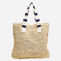 Sac fourre-tout en paille tressée pour femmes, rayures colorées, été, voyage, shopping, sac de plage personnalisé en raphia