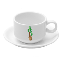 BENELUCK Ensemble de café et de thé en céramique blanche de luxe Tasses et soucoupes avec logo personnalisable pour cadeaux ou usage quotidien