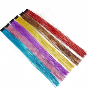 Extension per <span class=keywords><strong>Capelli</strong></span> Fai-da-Te da 20 Pollici, Clip per <span class=keywords><strong>Capelli</strong></span> Luccicanti Arcobaleno, Extension Colorate Blu Viola <span class=keywords><strong>Rosa</strong></span> con Glitter per Ragazze e Bambini - Product Image 6