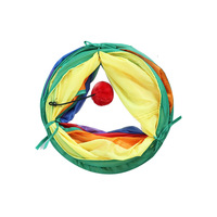 Tunnel pour chat pliable en polyester, écologique et durable, style classique, petit modèle, pour l'exercice et le jeu interactif, motif arc-en-ciel